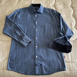 English Laundry Button Down Long Sleeve Shirt Blue Casual Cotton Stretch Shirt
M